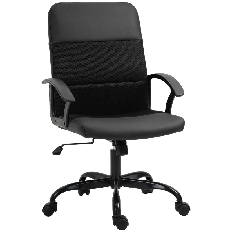 Black Mesh Office Chair with Swivel Wheels, Adjustable Height & Tilt