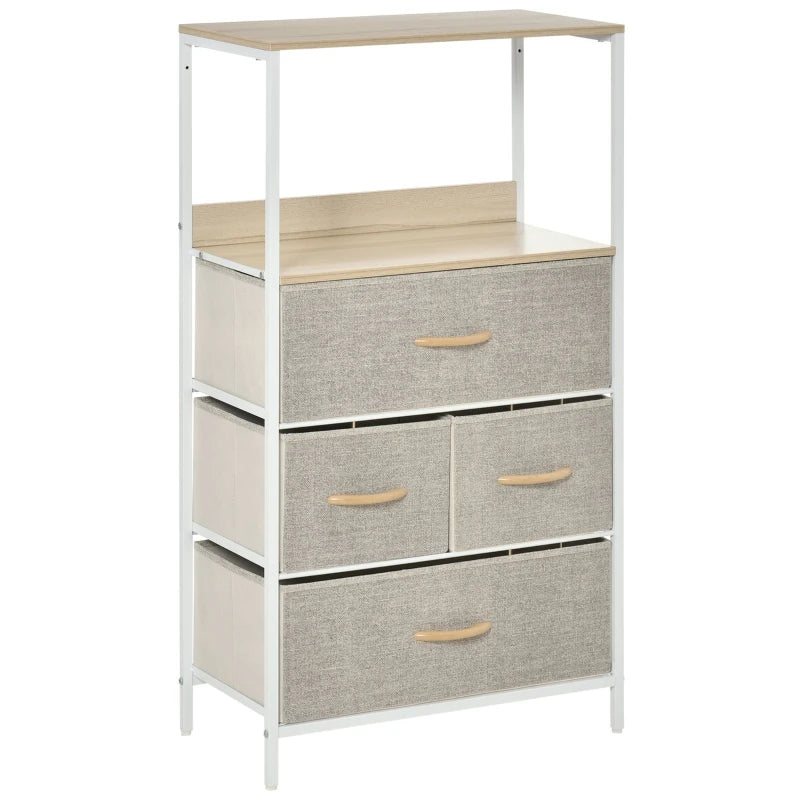 Light Grey 4-Drawer Storage Cabinet with Shelves - Home Furniture