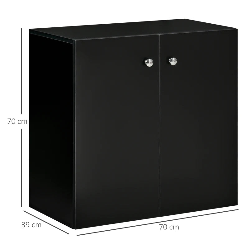 Black Wooden Freestanding Storage Cabinet with Two Shelves