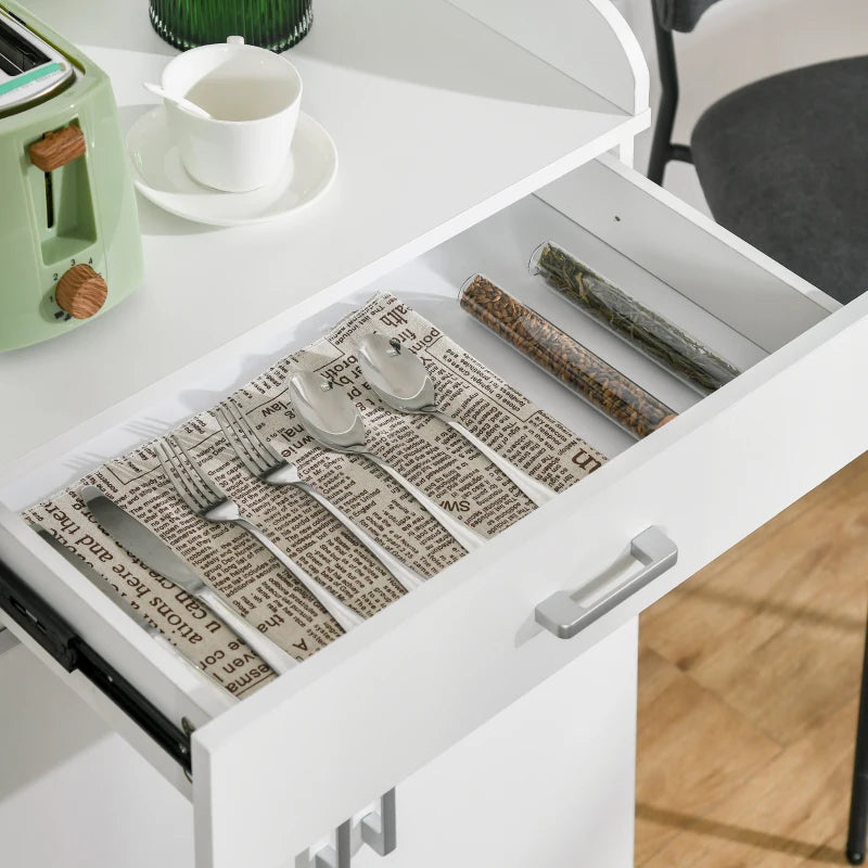 White Modern Storage Cabinet with Drawer and Shelf