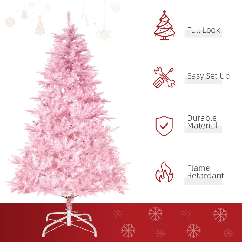 6FT Pink Artificial Christmas Tree with Automatic Open - Holiday Xmas Decoration