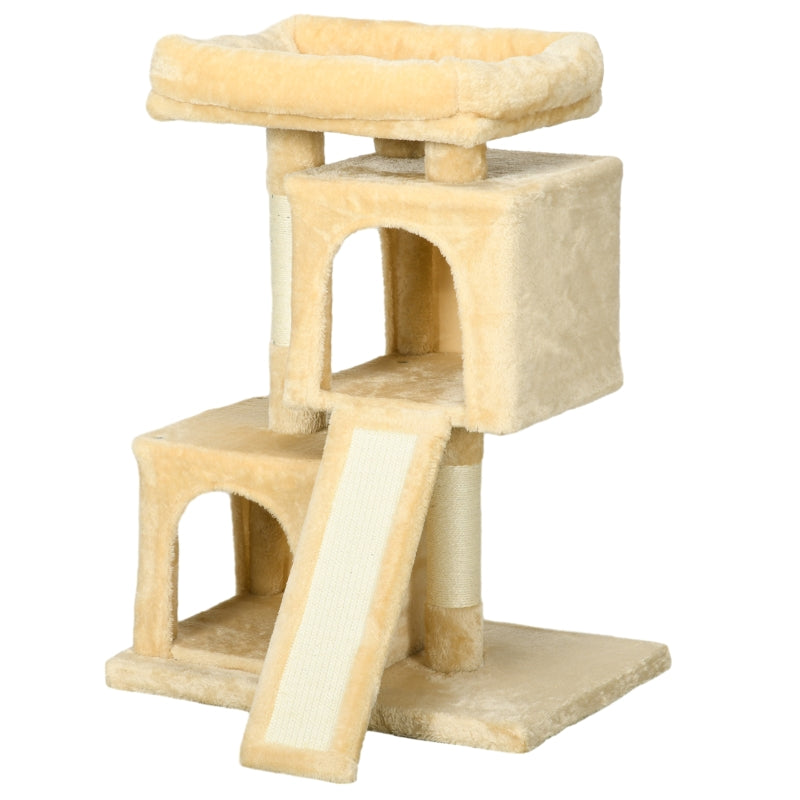 Cat Sisal Activity Tree with 2 Houses - Cream White