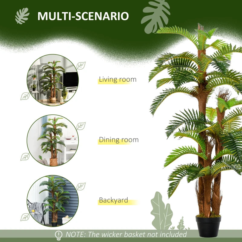 Artificial Tropical Palm Plant in Pot, 150cm, Green - Indoor Outdoor Decor