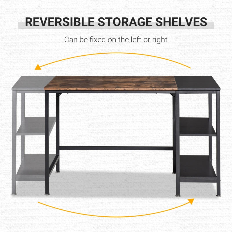 Modern Computer Desk with 2 Storage Shelves, Steel Frame - 120x60x76cm