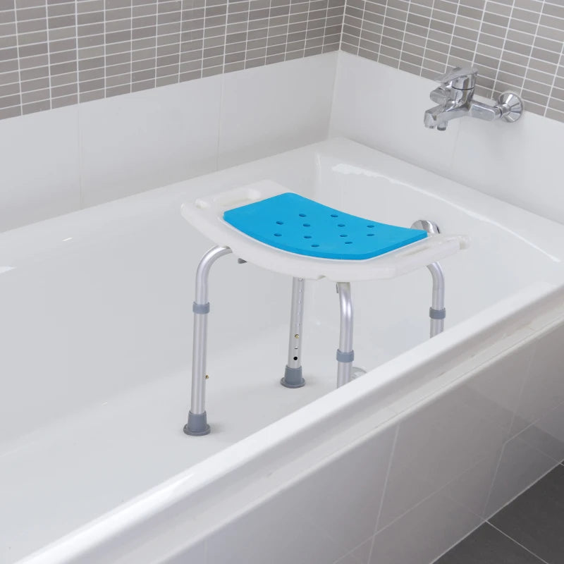 Aluminium Adjustable Bath Stool Chair - Grey Non-Slip Shower Seat