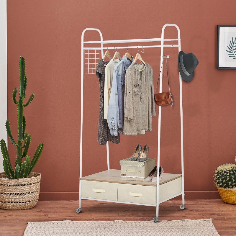 Black Entryway Coat Rack with Storage Drawers