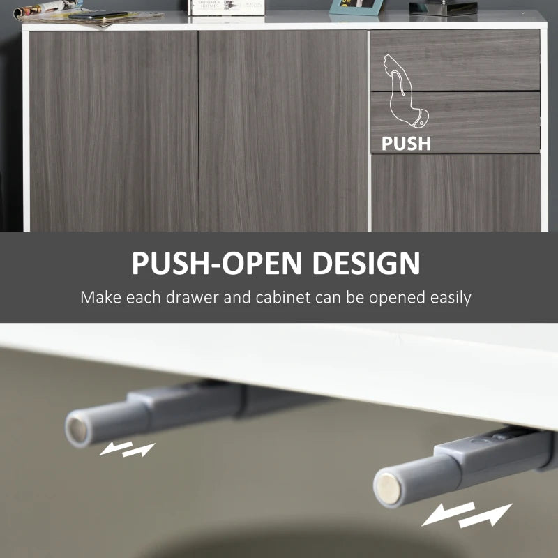 Modern 2-Drawer Light Grey and White Side Cabinet