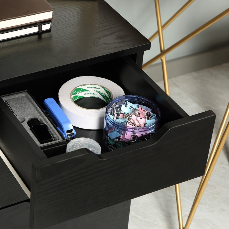 Black 3-Drawer Rolling Storage Cabinet for Home Office