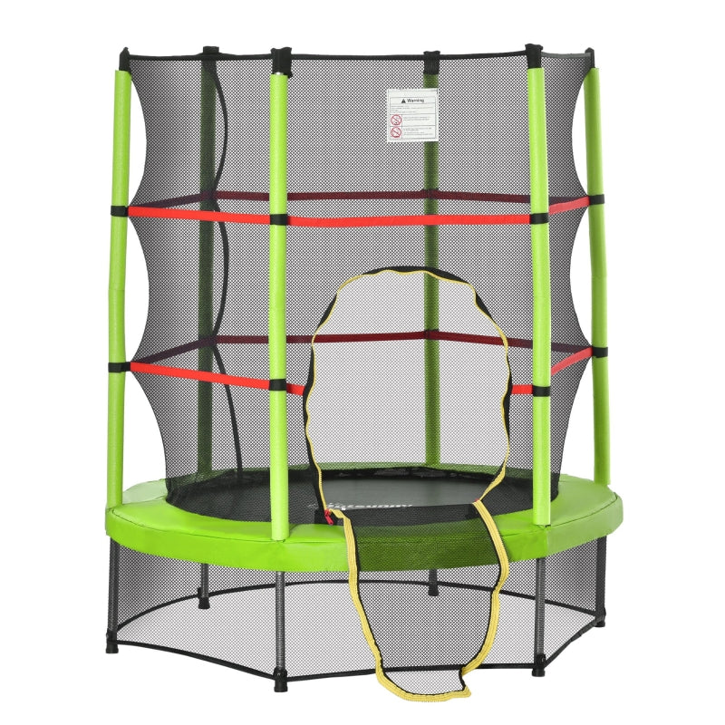 Green Kids Trampoline with Enclosure Net - 5.2FT Indoor Bouncer for Ages 3-6