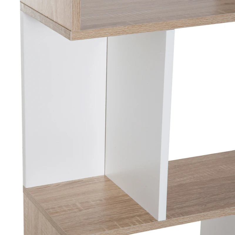 Four-Tier Double 'S' Shelving Unit - White & Oak