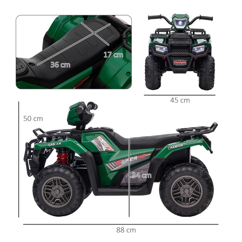 Green Kids Quad Bike with Music and LED Lights - Ages 3-5