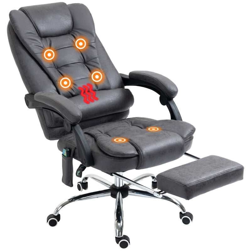 Dark Grey Heated Massage Office Chair with Footrest