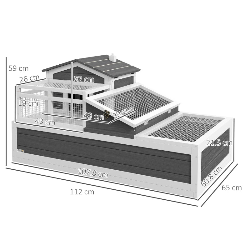 Wooden Tortoise House with Balcony and Roof - Indoor/Outdoor - Natural Wood