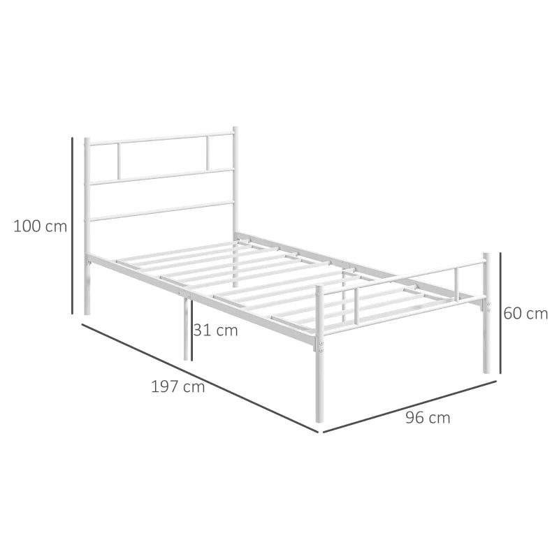 Metal Single Bed Frame with Headboard, Footboard, and Storage - Black