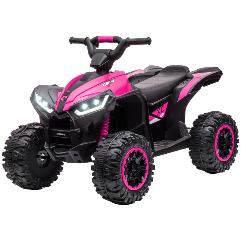 Kids Pink 12V Ride-On Quad Bike with Music and Horn - Ages 3-5