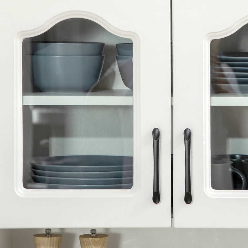 White Freestanding Kitchen Storage Cabinet with Drawers and Shelves