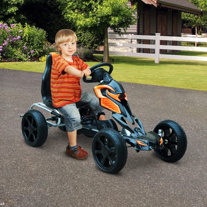 Orange/Black Kids Pedal Go Kart with Braking System