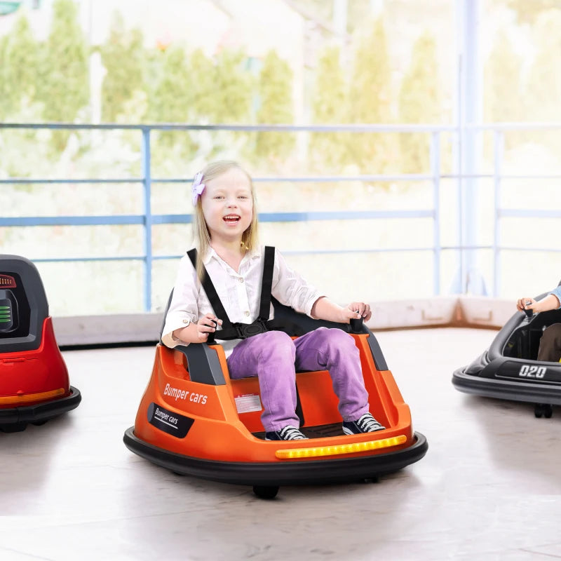 Orange Kids Electric Bumper Car with 360° Rotation, Lights, Music - Ages 1.5-5