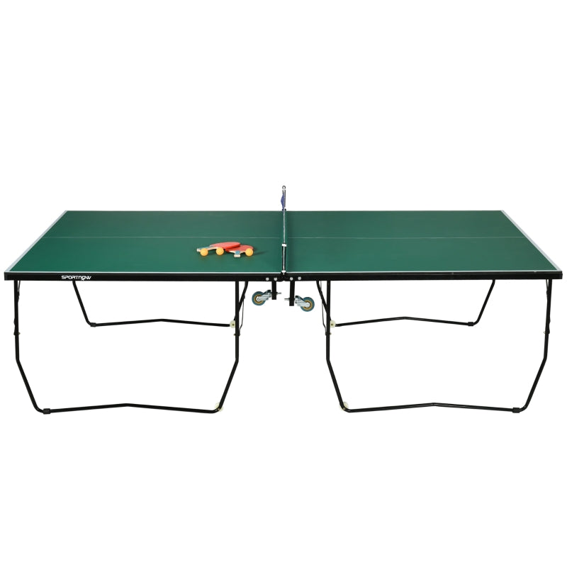 9FT Green Folding Table Tennis Table with 8 Wheels - Indoor Use