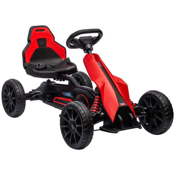 Red Kids Pedal Go Kart with Adjustable Seat and Handbrake