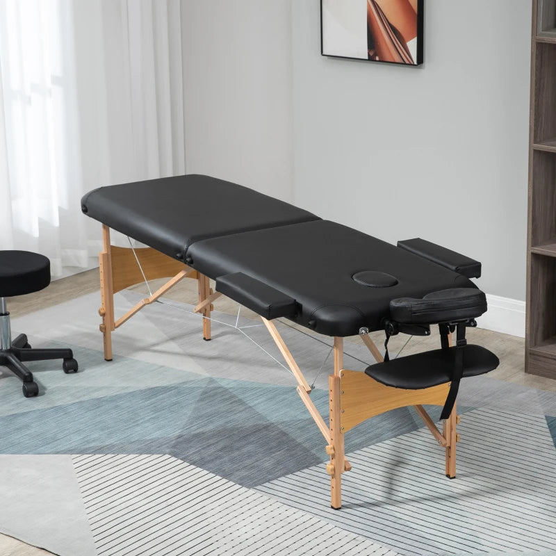 Black Portable Folding Massage Table with Carry Bag