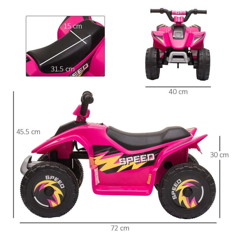 6V Pink Kids Electric Ride-On ATV Quad Bike for Toddlers 18-36 Months