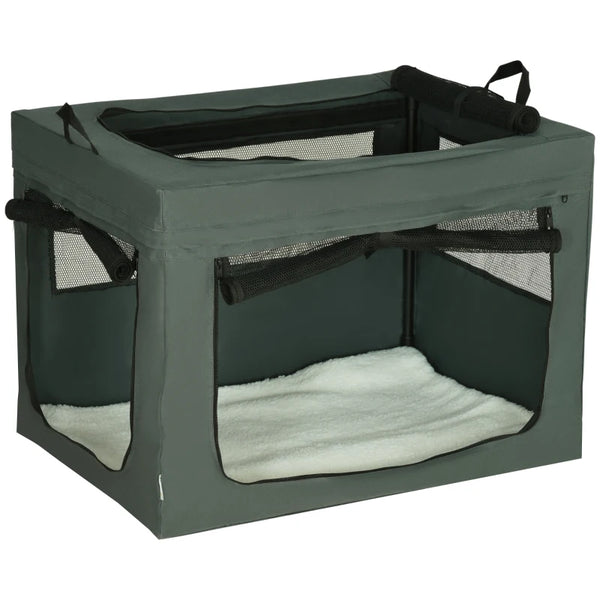 Grey Pet Carrier with Cushion for Small/Medium Dogs - 80cm