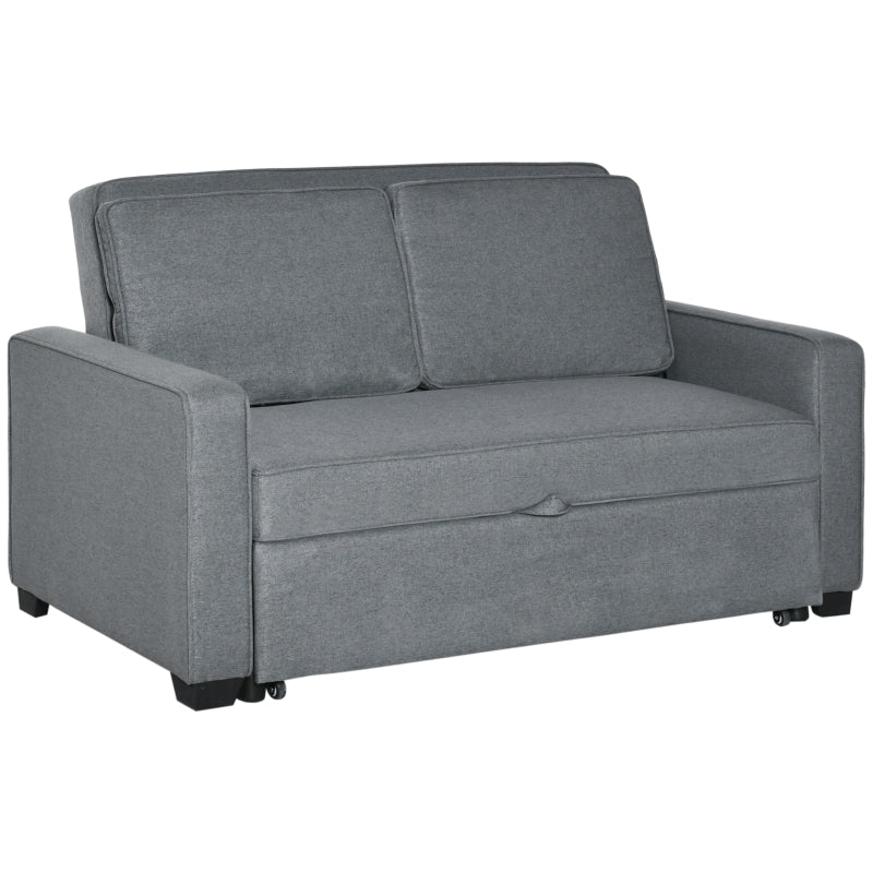 Grey Double Sofa Bed with Adjustable Backrest - Pull Out Click Clack Sofa Bed for Living Room and Bedroom
