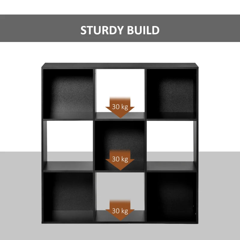Black Nine-Cube Compact Shelving Unit