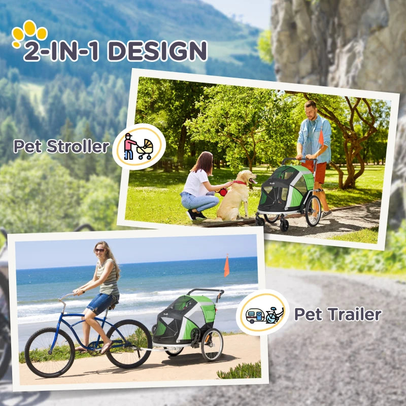 Green Dog Bike Trailer & Stroller for Large Dogs