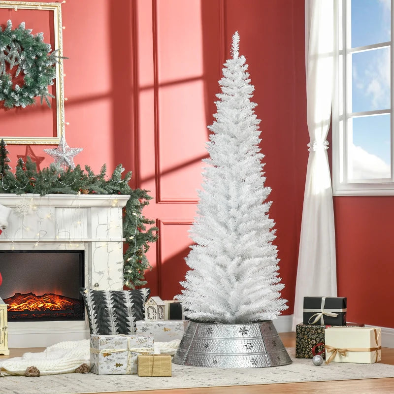 6ft White Pencil Slim Artificial Christmas Tree with Realistic Branches