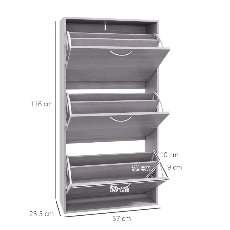 3-Drawer Slim Shoe Storage Cabinet, White, 12-Pair Organizer for Hallway