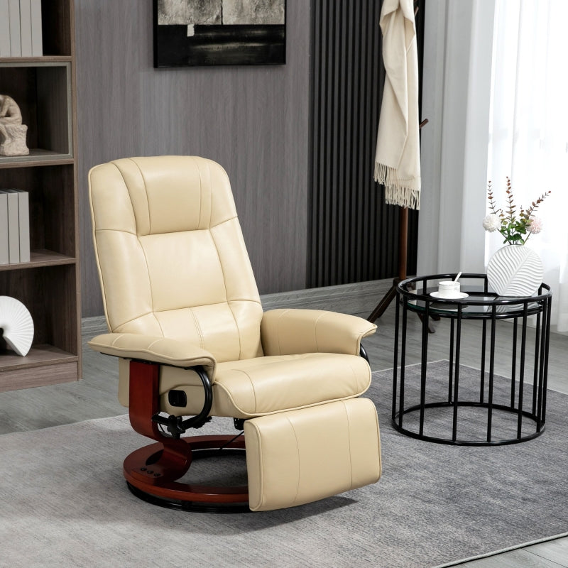 Cream Faux Leather Reclining Armchair with Footrest