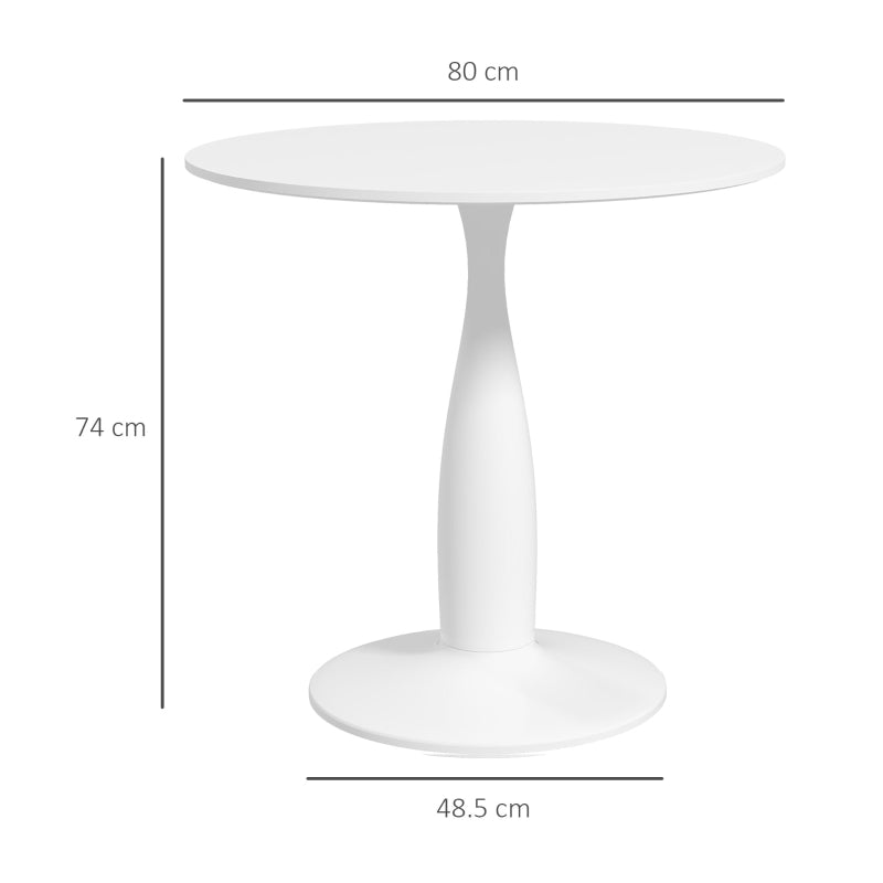 Modern Steel Base Round Dining Table, White, Space-Saving