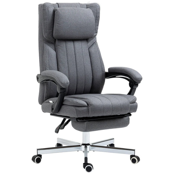 Dark Grey High Back Executive Office Chair with Adjustable Headrest and Footrest