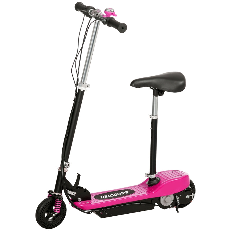 Pink Folding Electric Scooter with Warning Bell - 15km/h Speed, Ages 4-14