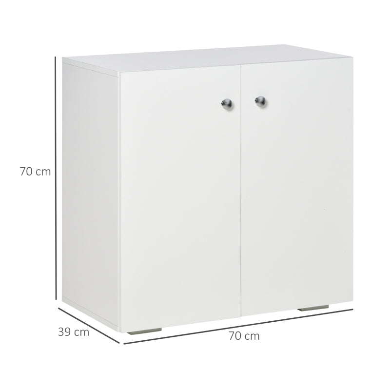 White Wooden Freestanding Storage Cabinet with Two Shelves