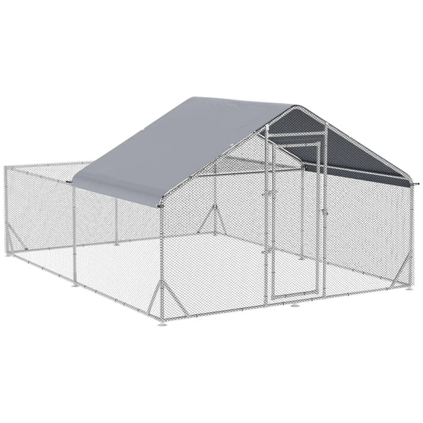 Walk-In Chicken Run with Roof, for Ducks, Chickens, Rabbits - Grey