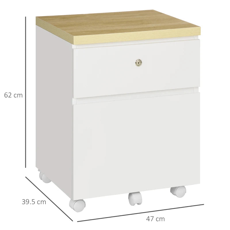 White 2-Drawer Locking Filing Cabinet for Legal Size Files