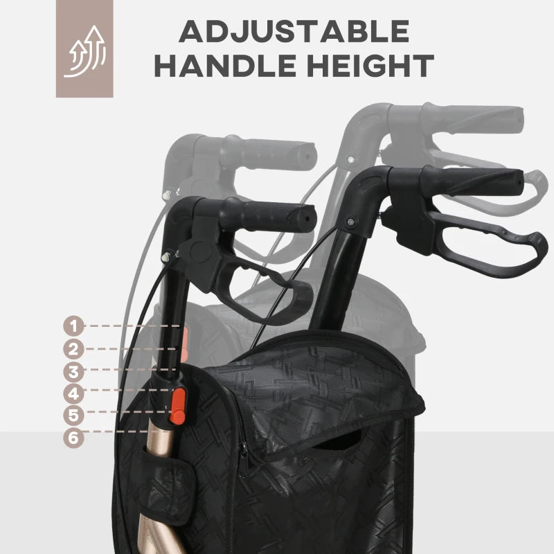 Gold Lightweight Tri Walker with Storage Bag and Dual Brakes