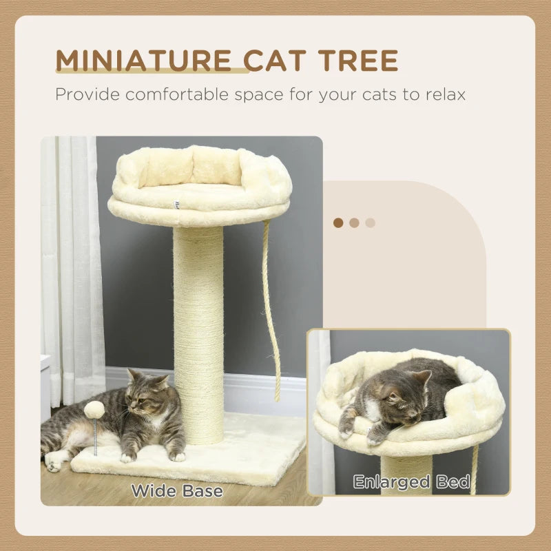 Cat Tree with Sisal Scratching Post - Cream