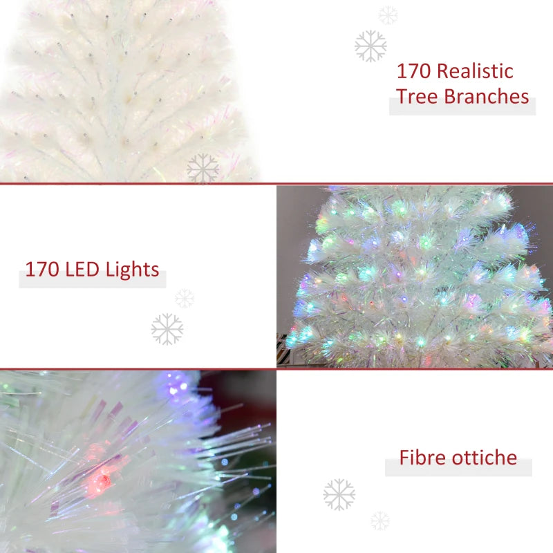 4ft White Fiber Optic LED Christmas Tree - Holiday Home Xmas Decor