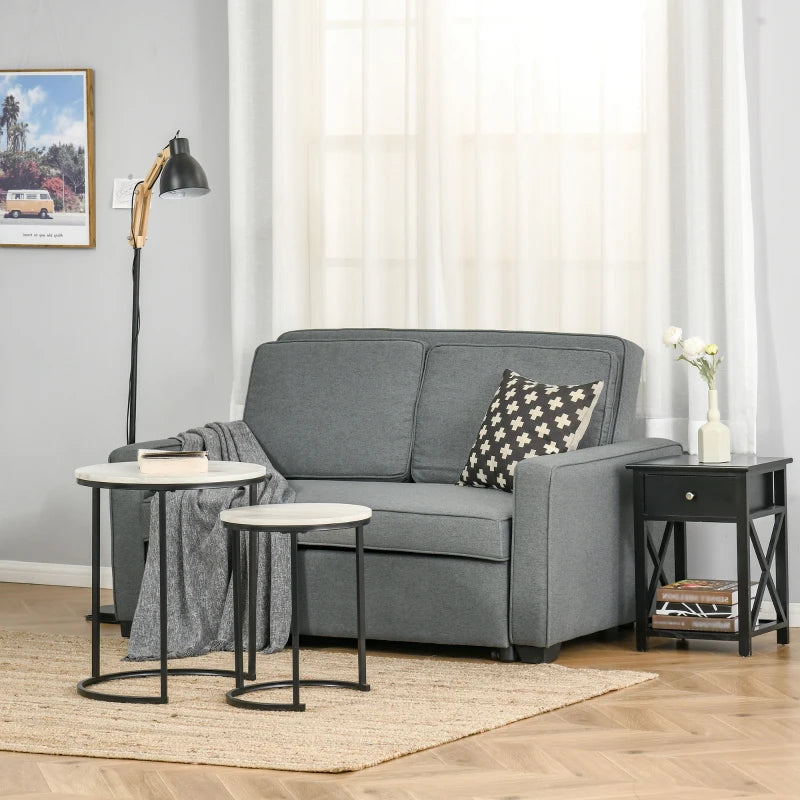 Grey Double Sofa Bed with Adjustable Backrest - Pull Out Click Clack Sofa Bed for Living Room and Bedroom