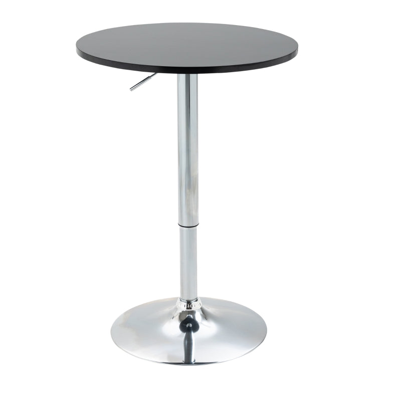 Black Round Height Adjustable Bar Table with Metal Base