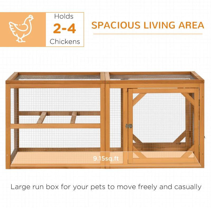 Wooden Chicken Coop with Perches and Doors - Natural Wood