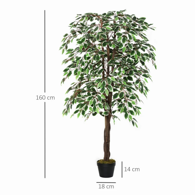 Green 160cm Artificial Ficus Silk Tree with Nursery Pot - Indoor Outdoor Decor