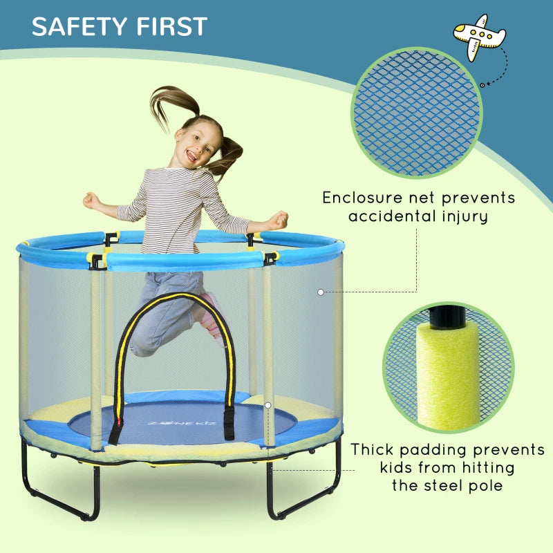 Blue 55" Kids Trampoline with Safety Net - Ages 1-6