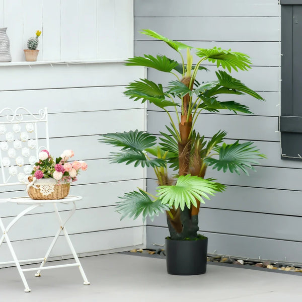 Green Artificial Palm Tree in Pot - Indoor Outdoor Fake Plant Decor, 135cm
