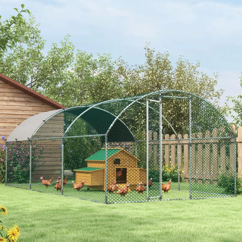 Large Galvanised Chicken Coop with Cover - 5.7 x 2.8 x 2m - Grey