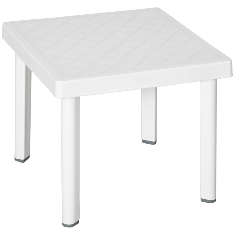 White Plastic Outdoor Side Table for Drinks and Snacks